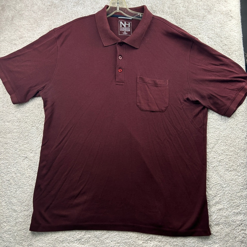 North Hudson Solid Polo XL Burgundy Performance Pocket Classic Golf Dadcore